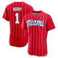 Miami Marlins #1 Connor Norby Player Red HeidiMiller City Connect Home Limited Elite Stitched Jerseys
