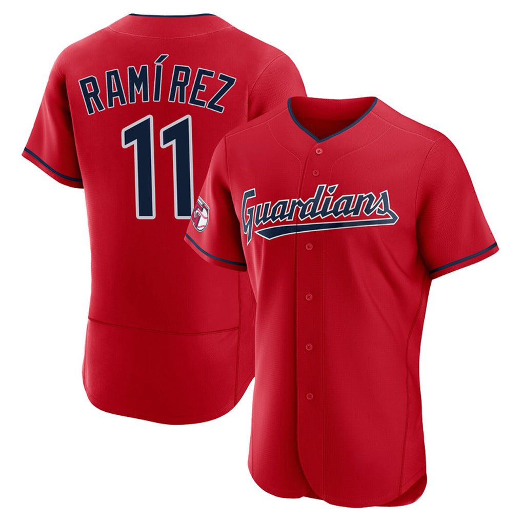 Cleveland Guardians #11 Jose Ramirez Player Red HeidiMiller Limited Elite Home Stitched Jerseys