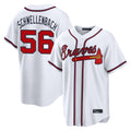 Atlanta Braves #56 Spencer Schwellenbach Player White HeidiMiller Home Game Stitched Jerseys