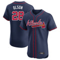 Atlanta Braves #28 Matt Olson Player Navy HeidiMiller Limited Elite Home Game Stitched Jerseys