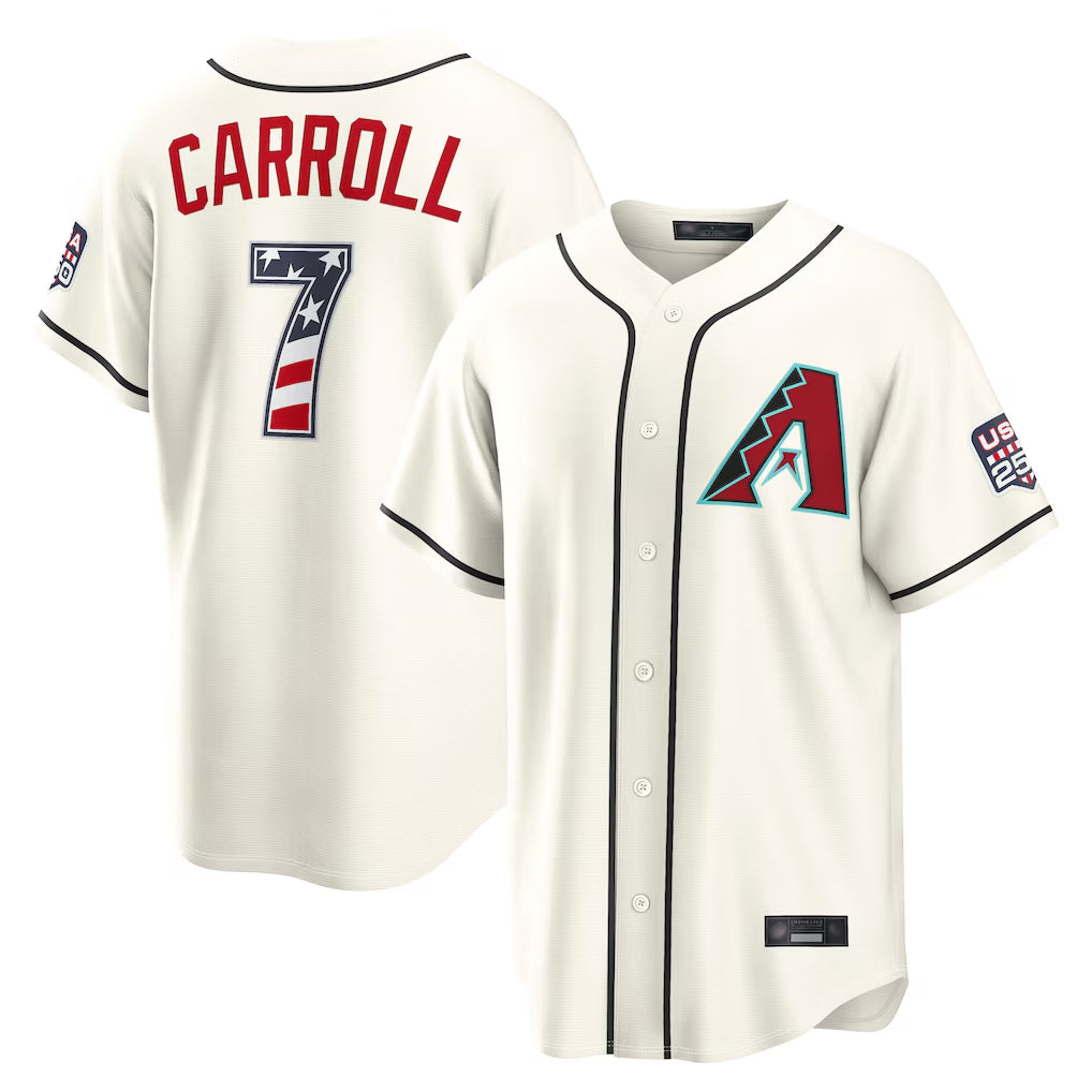 Arizona Diamondbacks #7 Corbin Carroll Player Cream HeidiMiller USA 250 Fourth of July Home Game Stitched Jerseys