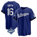 Los Angeles Dodgers #16 Will Smith Player Royal HeidiMiller World Series Meet City Connect Home Game Stitched Jerseys
