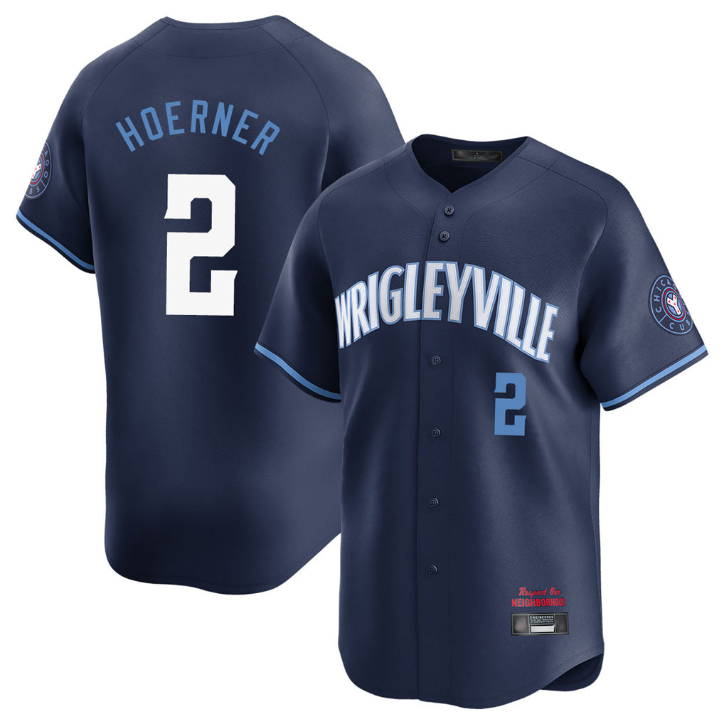 Chicago Cubs #2 Nico Hoerner Player Navy HeidiMiller City Connect Limited Home Stitched Jerseys