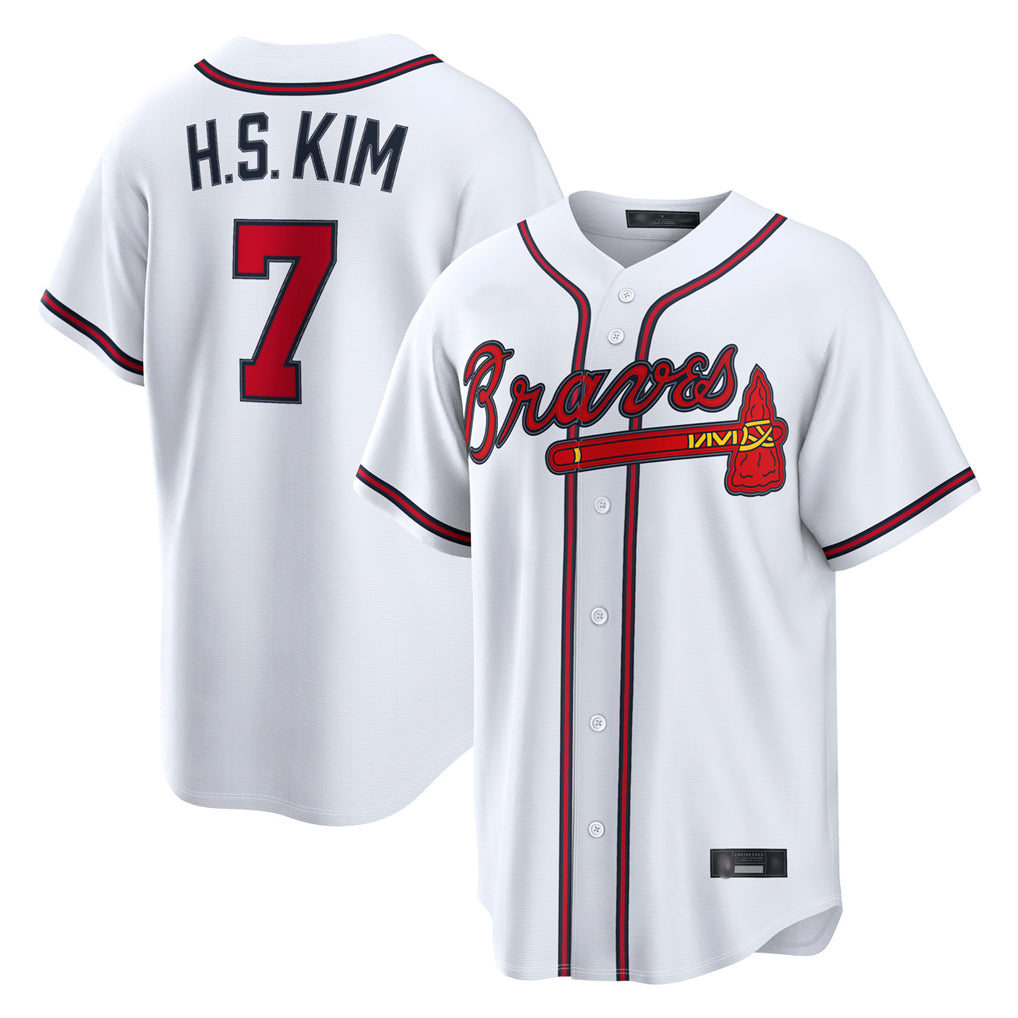 Atlanta Braves #7 Ha-Seong Kim Player White HeidiMiller Home Game Stitched Jerseys