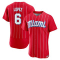 Miami Marlins #6 Otto Lopez Player Red HeidiMiller City Connect Home Limited Elite Stitched Jerseys