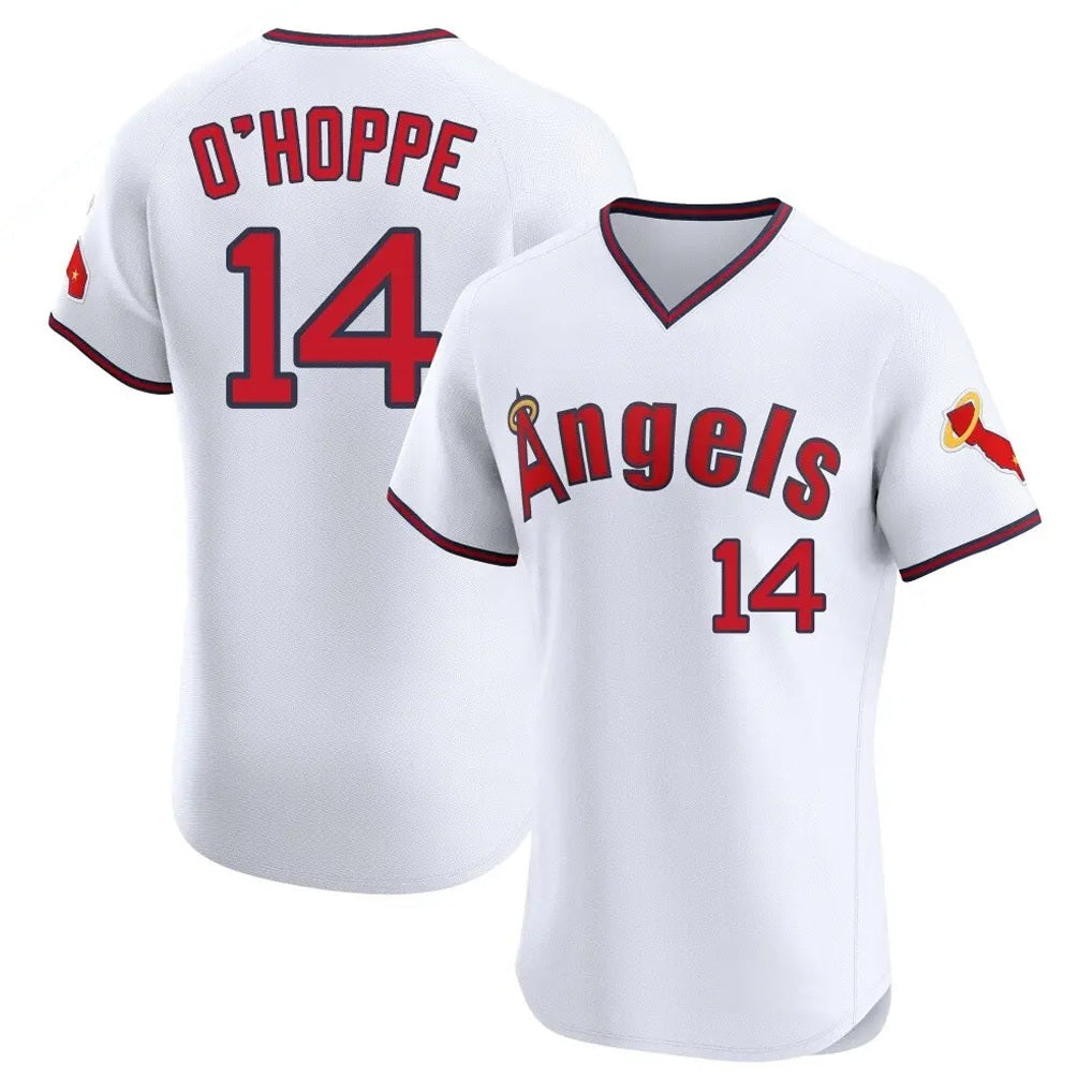 Los Angeles Angels #14 Logan O'Hoppe Player White HeidiMiller T-shirt Home Limited Elite Stitched Jerseys
