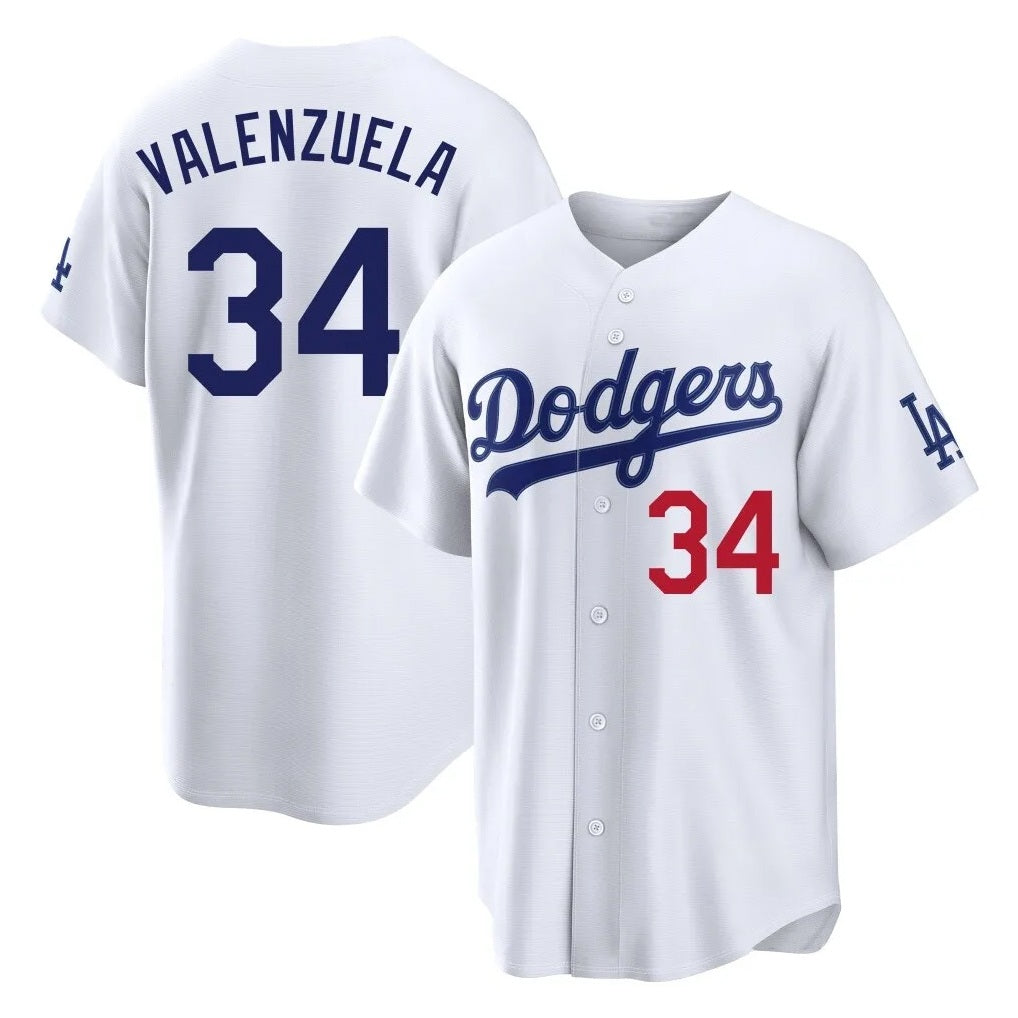 Los Angeles Dodgers #34 Fernando Valenzuela Player White HeidiMiller Home Game Stitched Jerseys