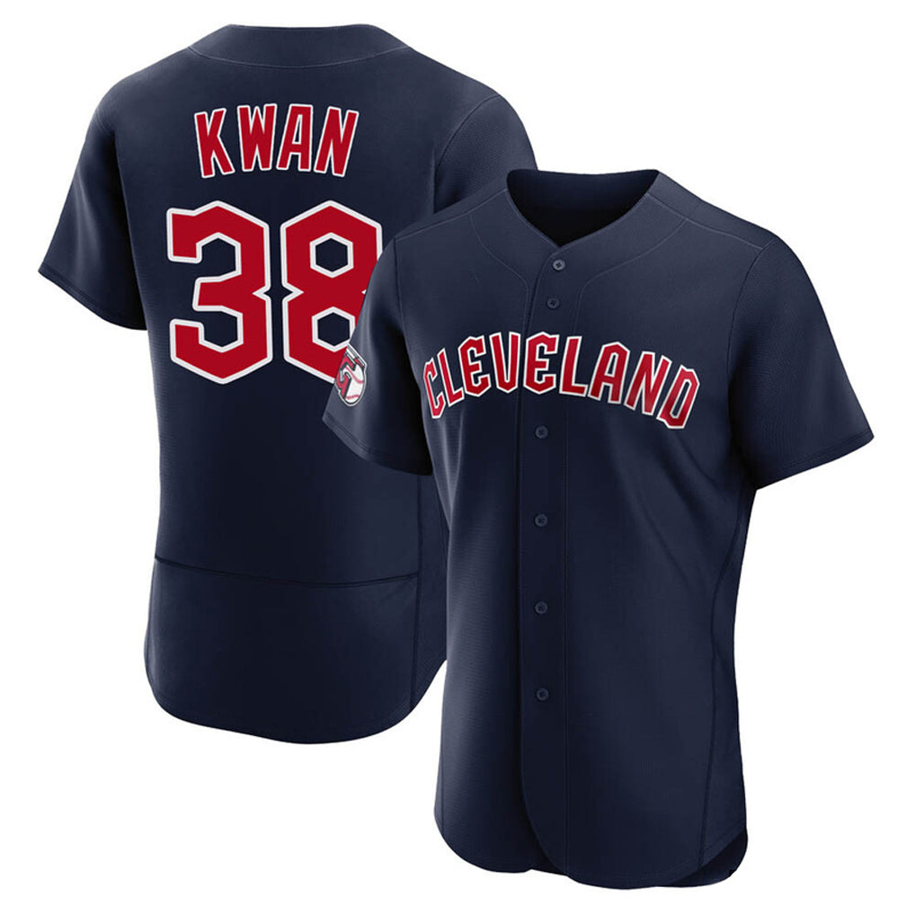 Cleveland Guardians #38 Steven Kwan Player Navy HeidiMiller Limited Elite Home Stitched Jerseys