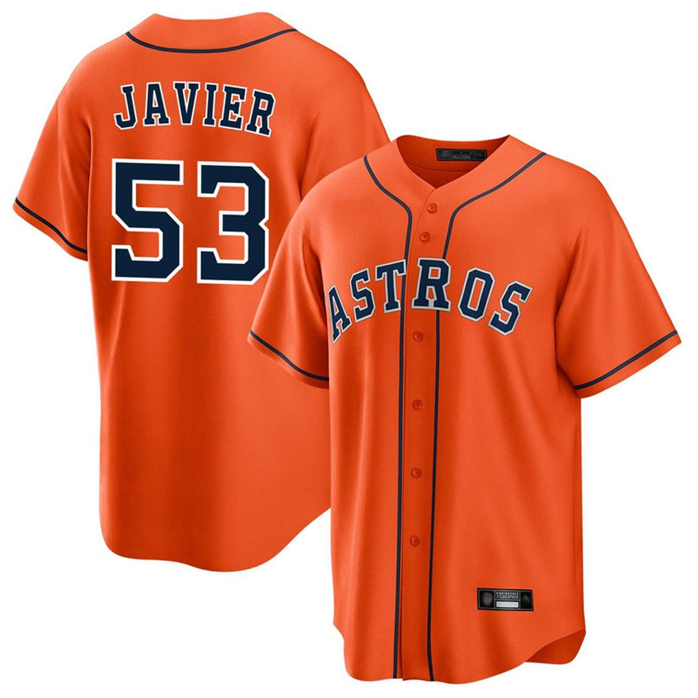Houston Astros #53 Cristian Javier Player Orange HeidiMiller Home Game Stitched Jerseys