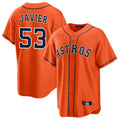 Houston Astros #53 Cristian Javier Player Orange HeidiMiller Home Game Stitched Jerseys