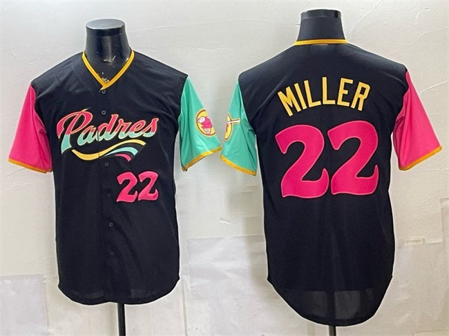 San Diego Padres #22 Mason Miller 2022 Black HeidiMiller City Connect Cool Base Stitched Jersey