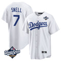 Los Angeles Dodgers #7 Blake Snell Player White HeidiMiller Game World Series Stitched Jerseys