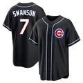 Chicago Cubs #7 Dansby Swanson Player Black HeidiMiller Fashion Out Game Stitched Jerseys
