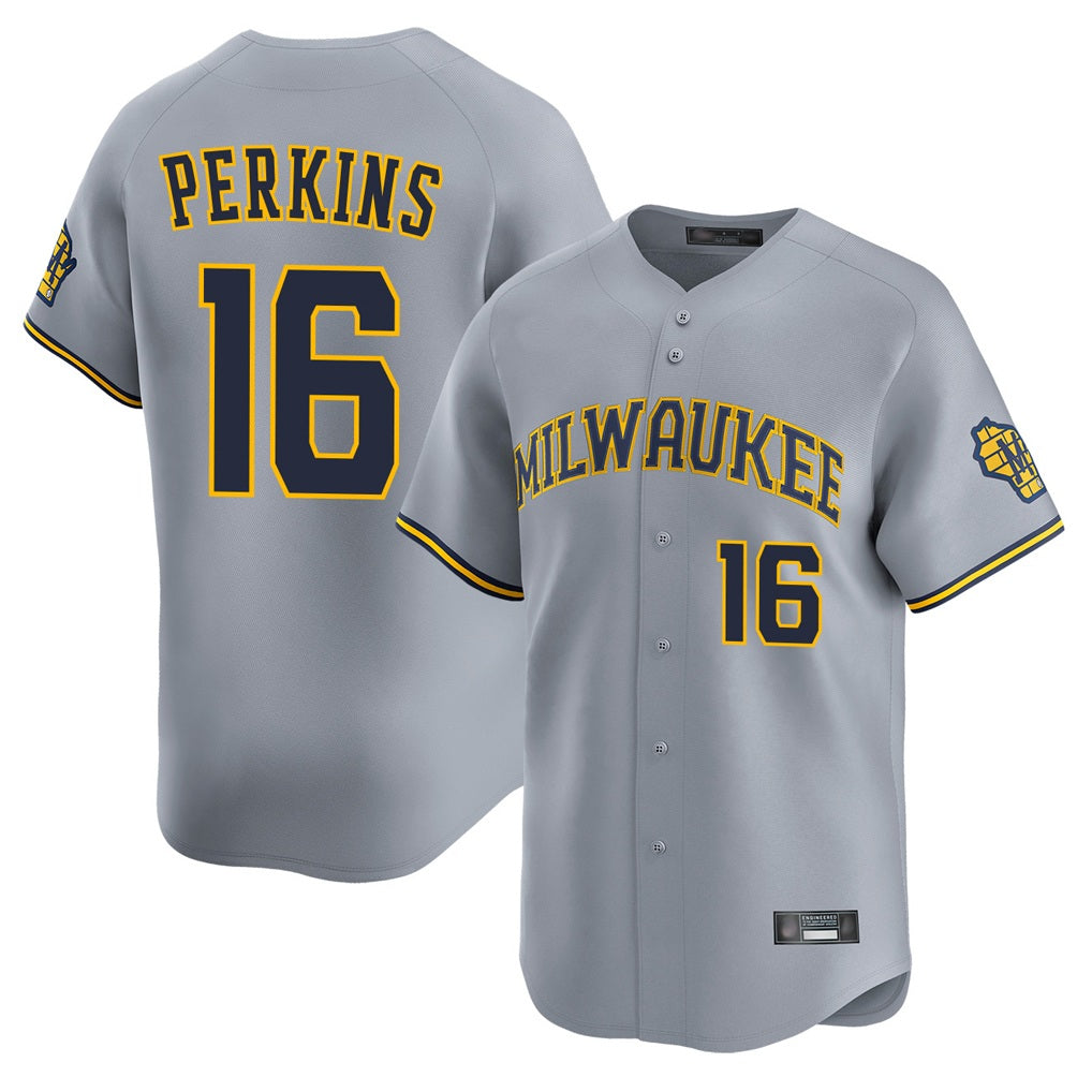 Milwaukee Brewers #16 Blake Perkins Player Gray HeidiMiller Home Limited Stitched Jerseys