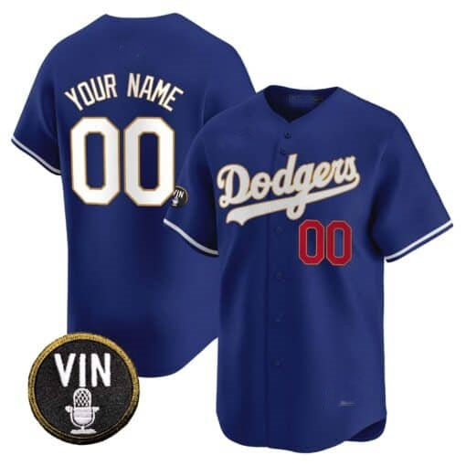 Custom Los Angeles Dodgers Vin Scully Patch Gold Trim Vapor Premier Limited Jersey ¨C Royal HeidiMiller