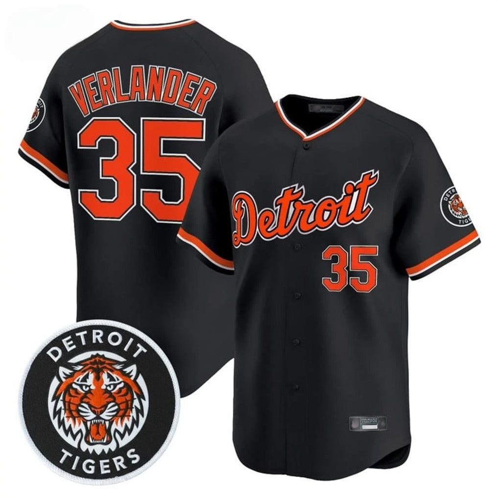 Detroit Tigers #35 Justin Verlander Player Black HeidiMiller Limited Home Stitched Jerseys