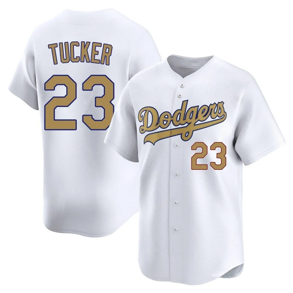 Los Angeles Dodgers #23 Kyle Tucker Player White Gold HeidiMiller Collection Limited Home Stitched Jerseys