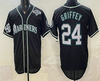 Seattle Mariners #24 Ken Griffey Jr 50th Black HeidiMiller Out Style Vapor Premier Limited Jersey