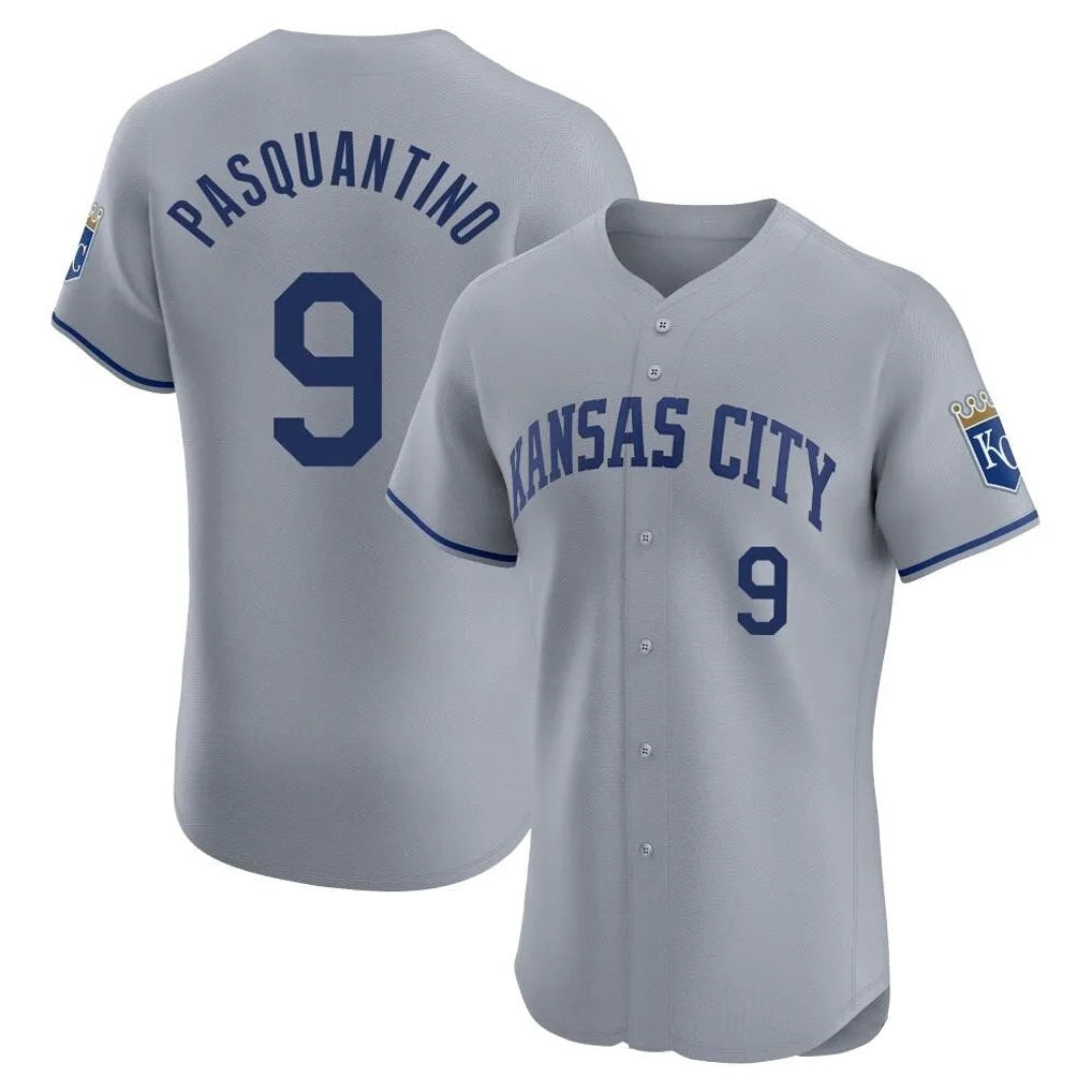 Kansas City Royals #9 Vinnie Pasquantino Player Gray HeidiMiller Limited Elite Home Stitched Jerseys
