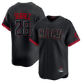 Cincinnati Reds #28 Eugenio Su¨¢rez Player Black HeidiMiller City Connect Home Limited Stitched Jerseys