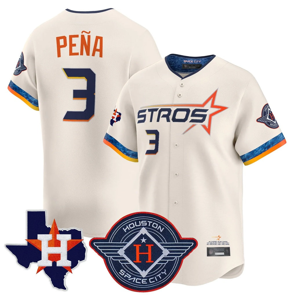 Houston Astros #3 Jeremy Pena Player Cream HeidiMiller City Connect Texas Patch Vapor Premier Limited Home Stitched Jerseys