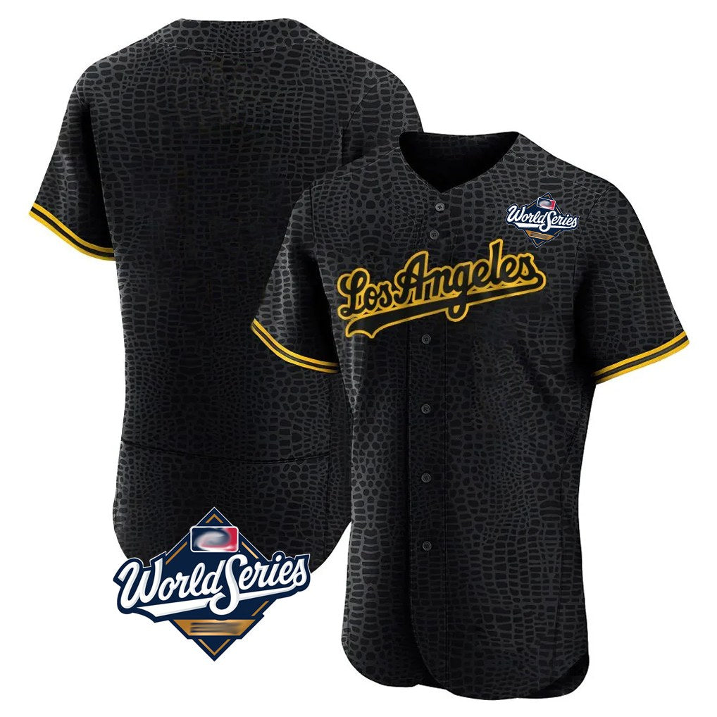 Los Angeles Dodgers Blank Player Black HeidiMiller Snake Skin City Limited Elite Home World Series Stitched Jerseys