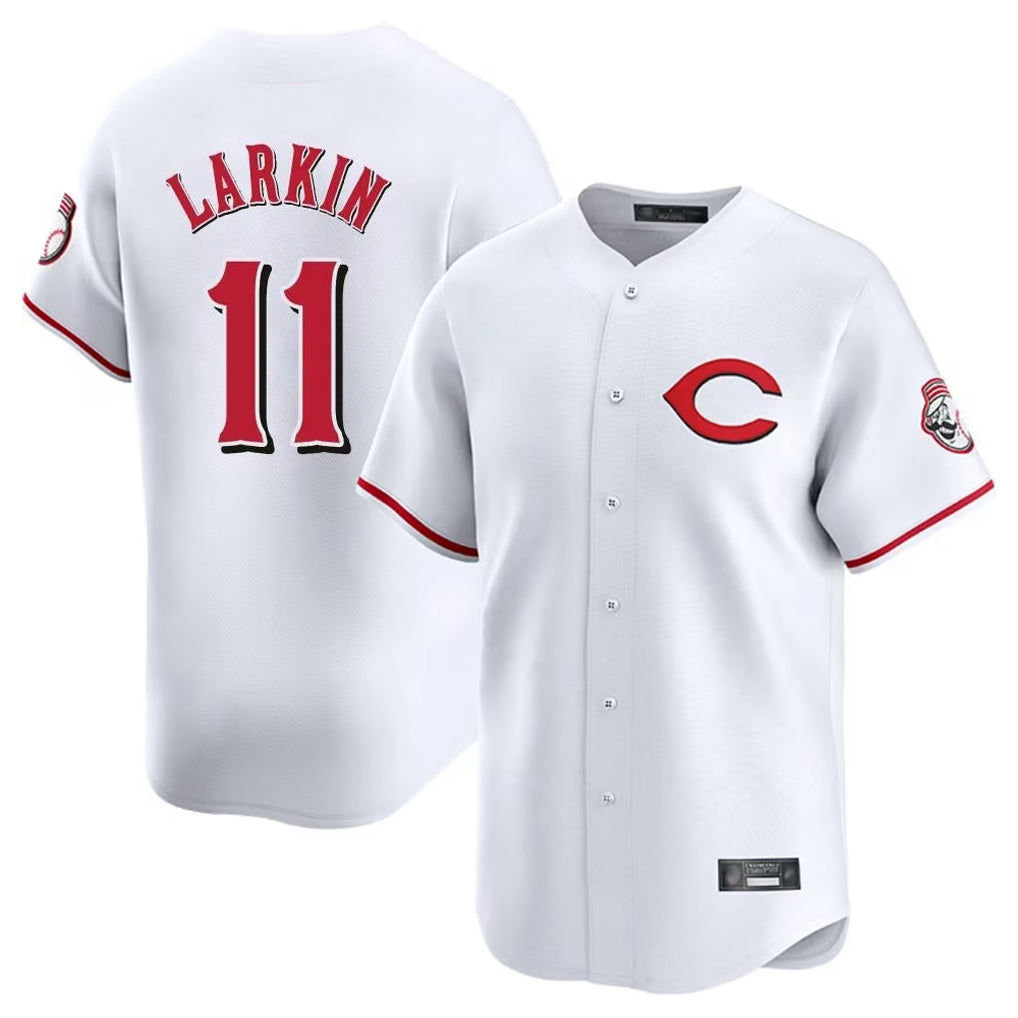 Cincinnati Reds #11 Barry Larkin Player White HeidiMiller Limited Home Stitched Jerseys