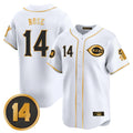 Cincinnati Reds #14 Pete Rose Player White-Gold HeidiMiller Vapor Premier Limited Home Stitched Jerseys
