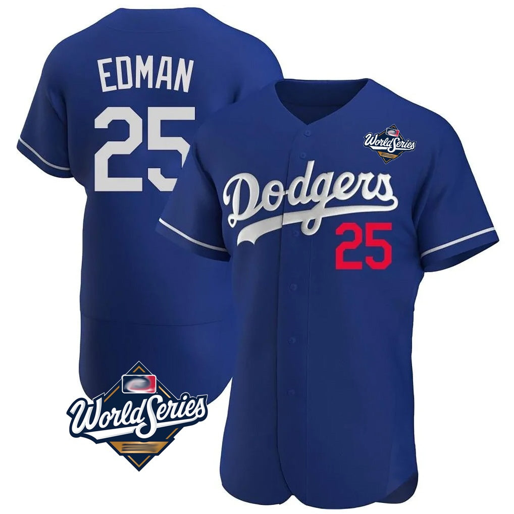 Los Angeles Dodgers #25 Tommy Edman Player Royal HeidiMiller World Series Limited Elite Home Stitched Jerseys