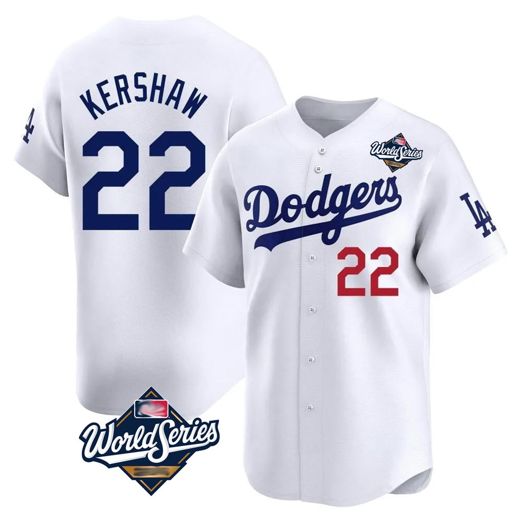 Los Angeles Dodgers #22 Clayton Kershaw Player White HeidiMiller World Series Limited Home Stitched Jerseys