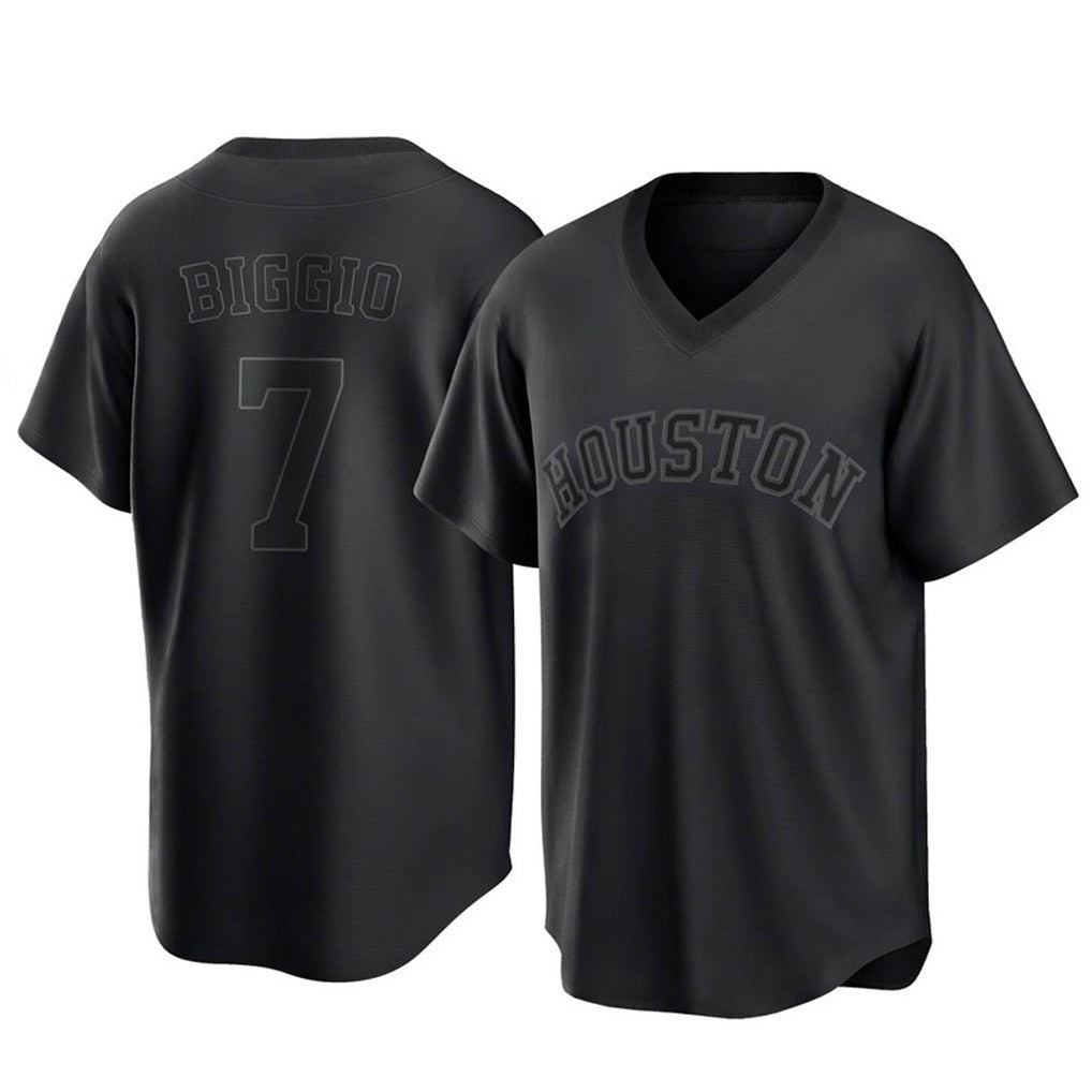 Houston Astros #7 Craig Biggio Player Black HeidiMiller Fashion T-shirt Home Game Stitched Jerseys