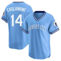 Kansas City Royals #14 Jac Caglianone Player Light Blue HeidiMiller Limited Throwback Cooperstown Collection T-shirt Stitched Jerseys
