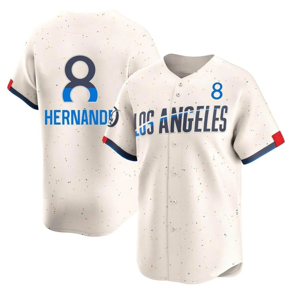 Los Angeles Dodgers #8 Enrique Hern¨¢ndez Player Cream HeidiMiller City Connect Limited Home Stitched Jerseys