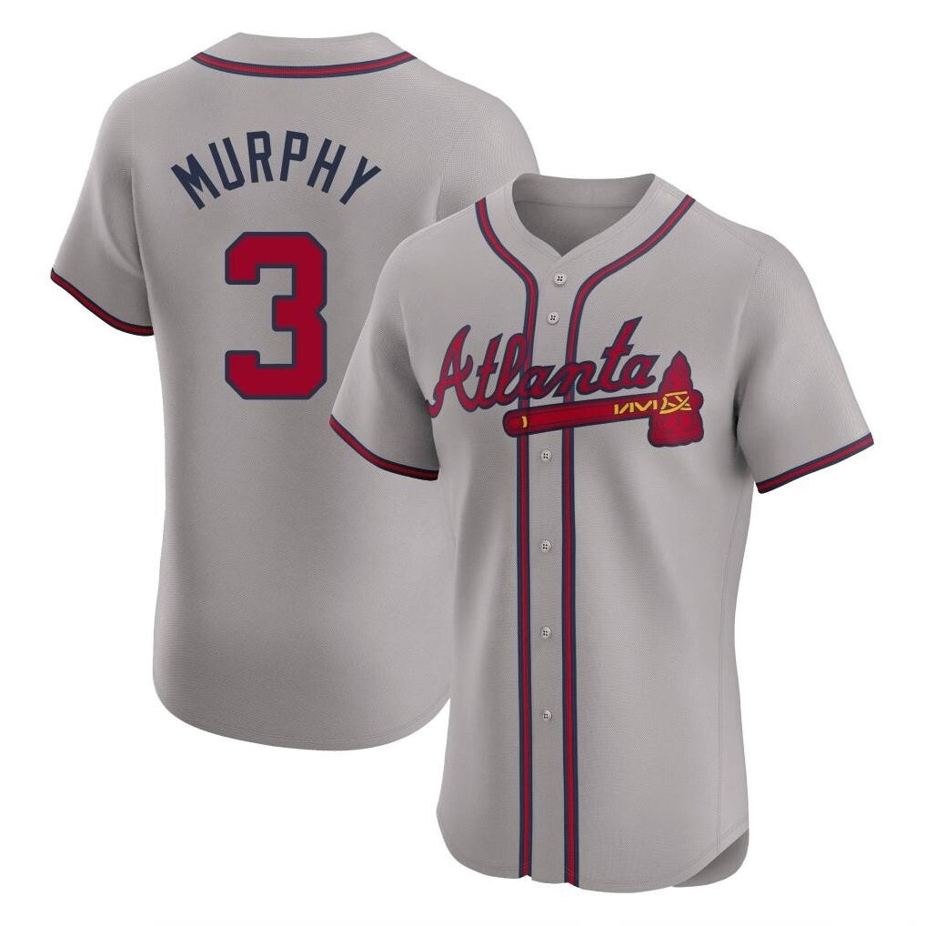 Atlanta Braves #3 Dale Murphy Player Gray HeidiMiller Limited Elite Home Game Stitched Jerseys