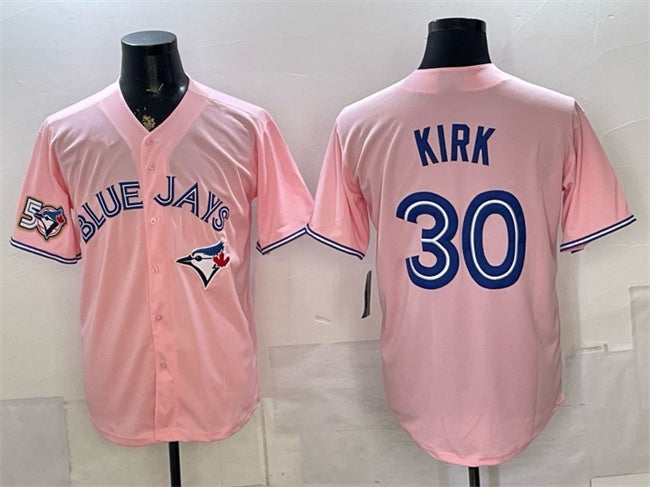 Toronto Blue Jays #30 Alejandro Kirk Pink HeidiMiller 50 Seasons Patch Stitched Jersey