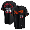 Baltimore Orioles #35 Adley Rutschman Player Black HeidiMiller USA 250 Fourth of July Home Game Stitched Jerseys