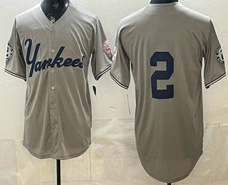 New York Yankees #2 Derek Jeter Grey HeidiMiller Without Name Limited Jersey