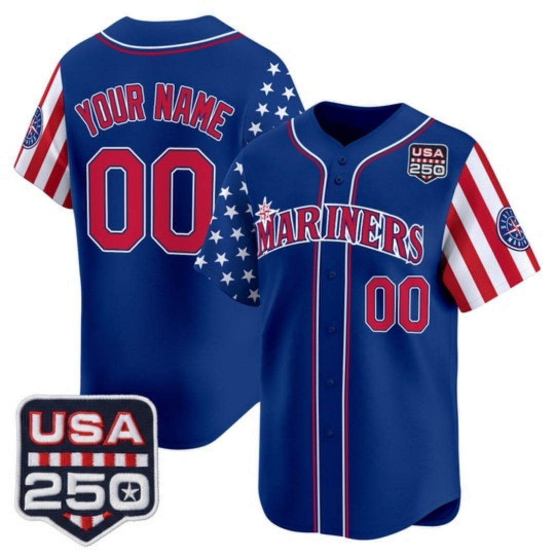 Custom Seattle Mariners America 250 Edition Vapor Premier Limited Royal HeidiMiller Stitched Jerseys