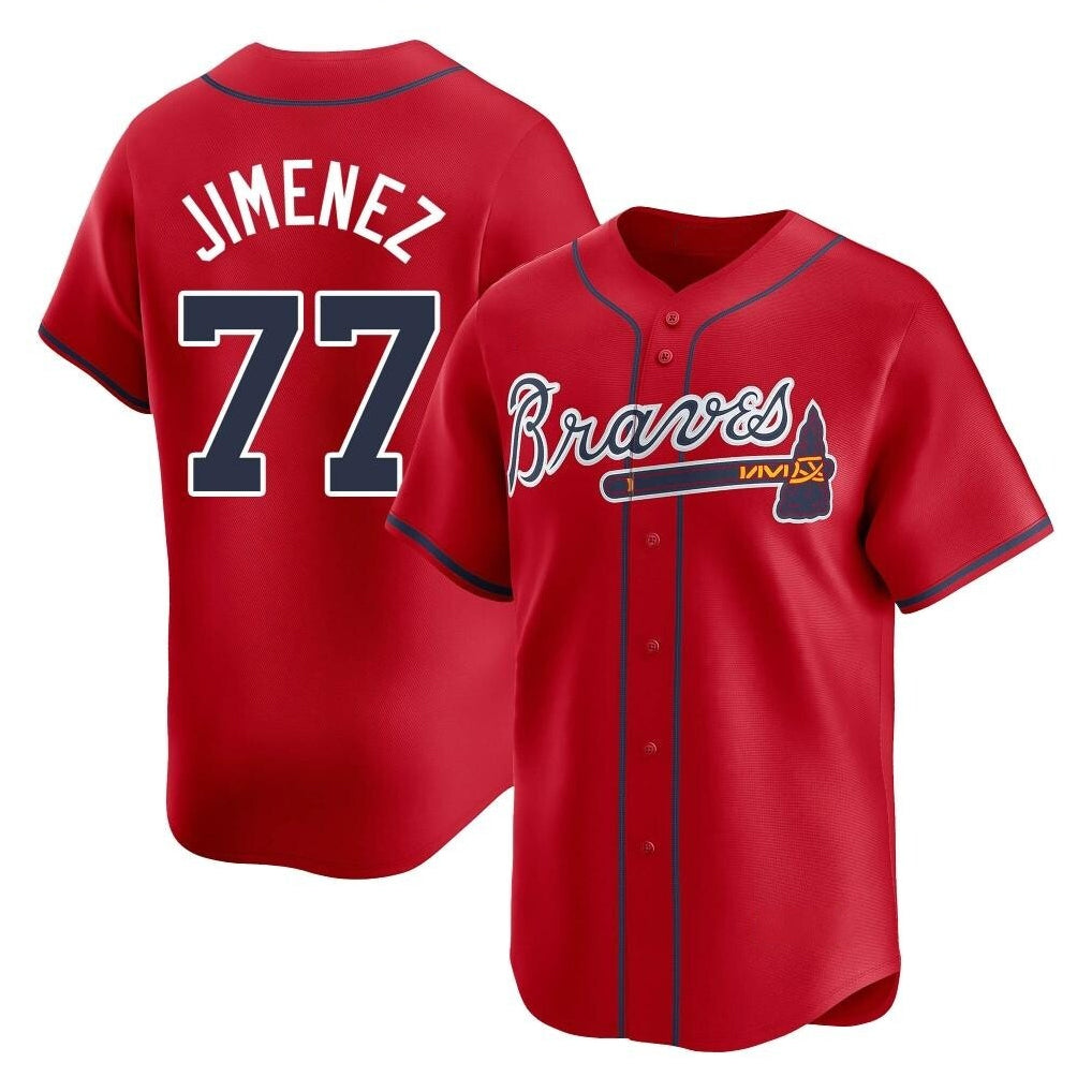 Atlanta Braves #77 Joe Jimenez Player Red HeidiMiller Limited Home Game Stitched Jerseys