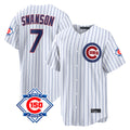 Chicago Cubs #7 Dansby Swanson Player White HeidiMiller 150th Anniversary Game Home Stitched Jerseys