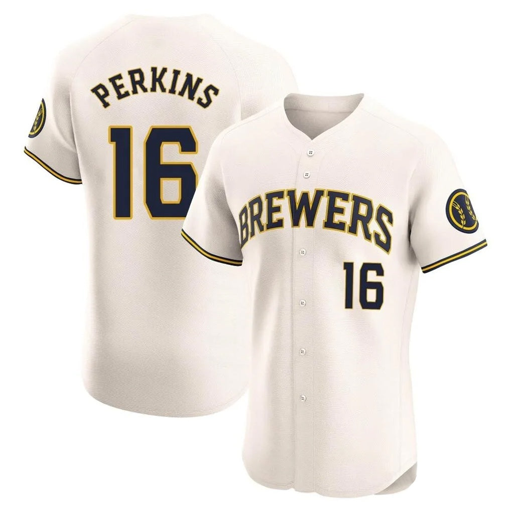 Milwaukee Brewers #16 Blake Perkins Player Cream HeidiMiller Home Limited Elite Stitched Jerseys