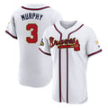 Atlanta Braves #3 Dale Murphy Player White Gold HeidiMiller Limited Elite Home Game Stitched Jerseys