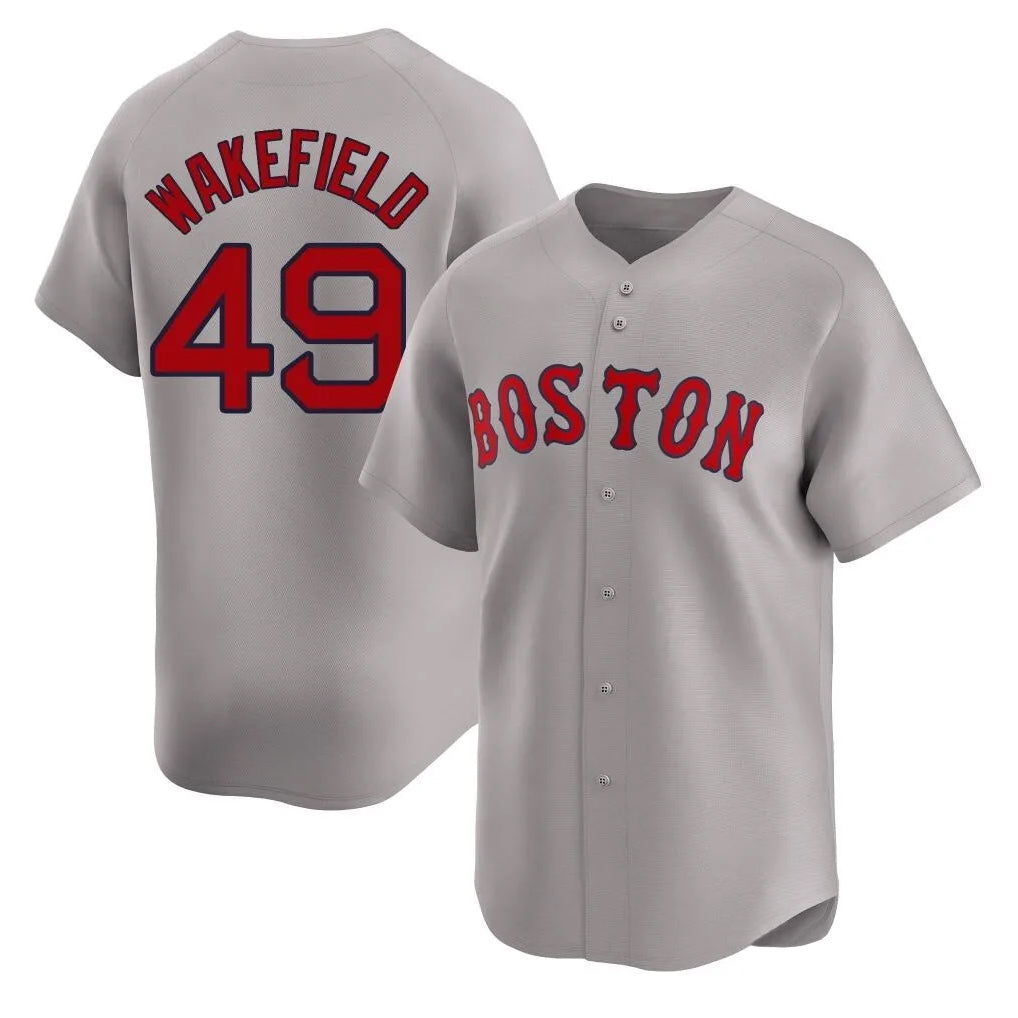 Boston Red Sox #49 Tim Wakefield Player Gray HeidiMiller Road Limited Home Game Stitched Jerseys1