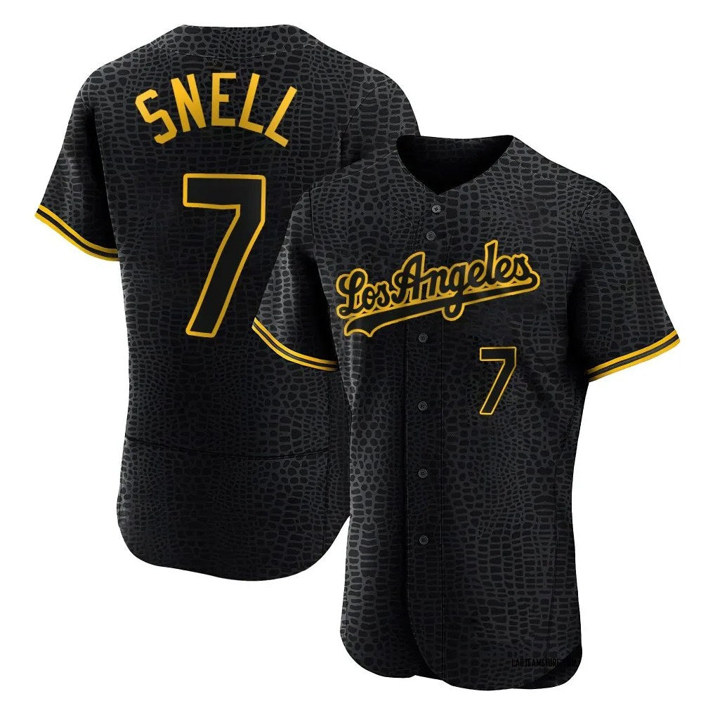 Los Angeles Dodgers #7 Blake Snell Player Black HeidiMiller Snake Skin City Limited Elite Home Stitched Jerseys