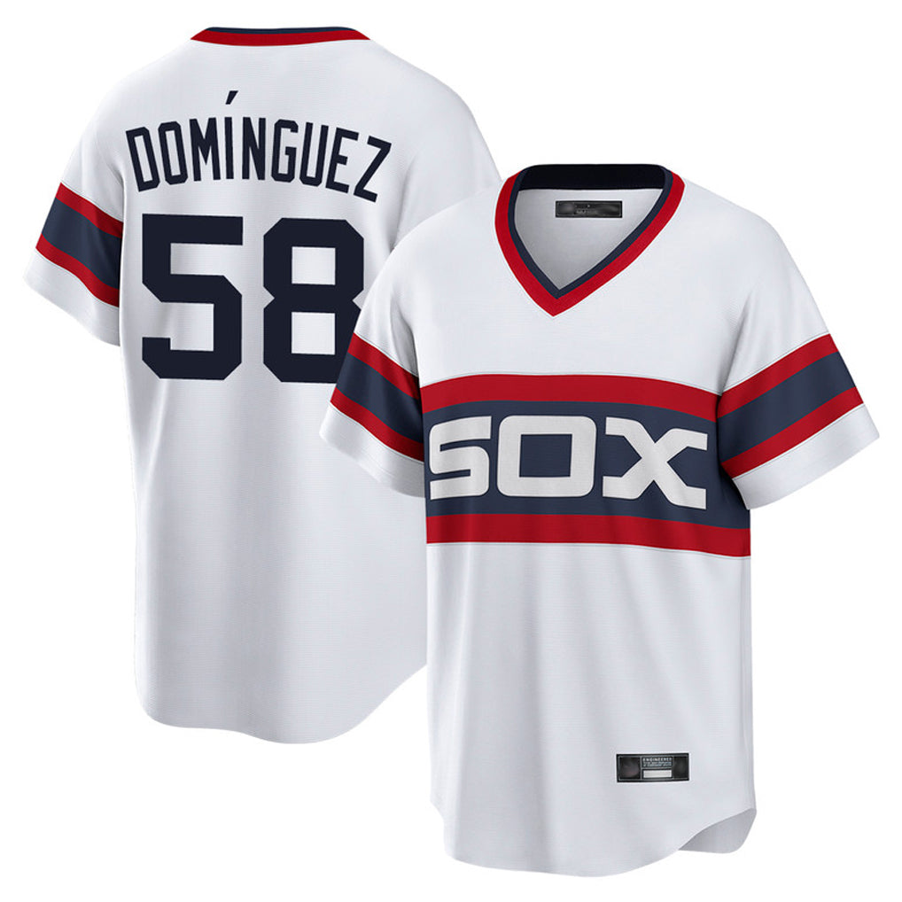 Chicago White Sox #58 Seranthony Dominguez Player White HeidiMiller T-shirt Home Game Stitched Jerseys