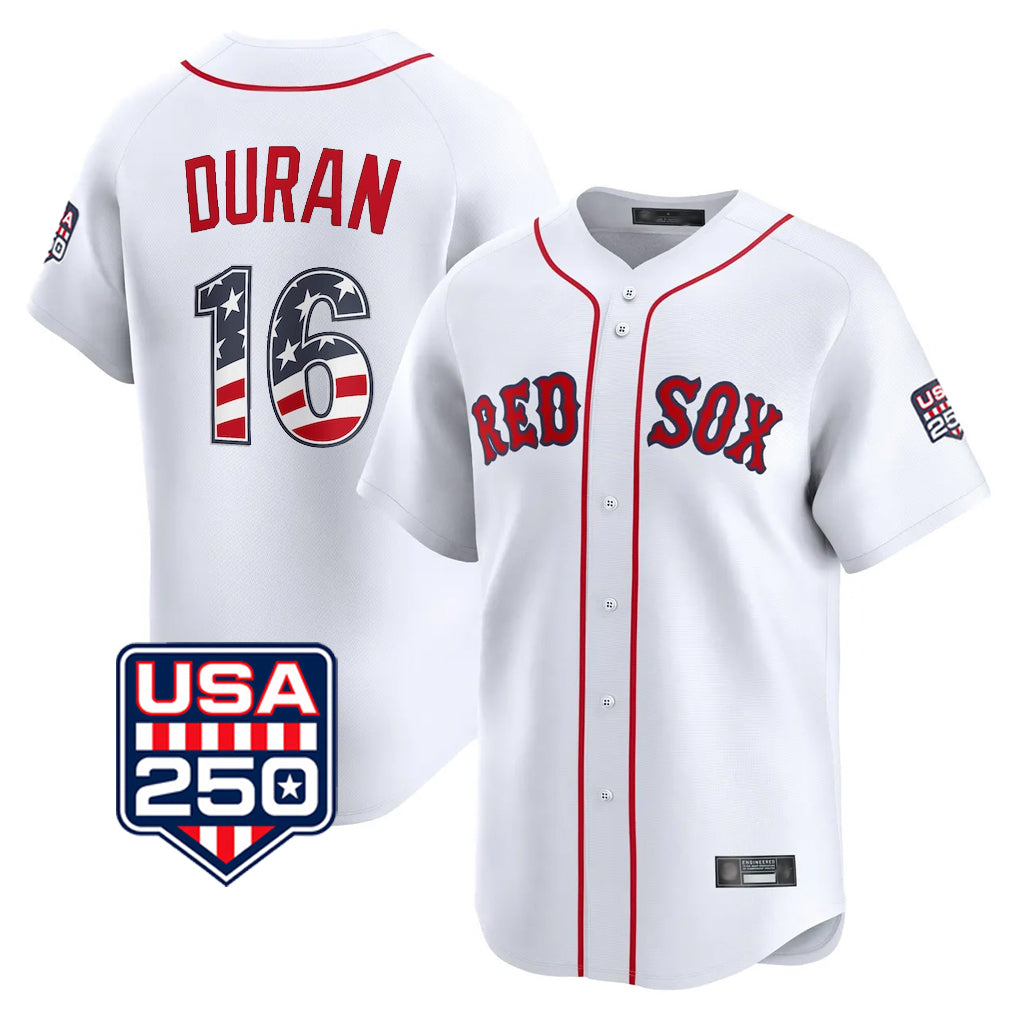 Boston Red Sox #16 Jarren Duran Player White HeidiMiller USA 250 Fourth of July Limited Home Game Stitched Jerseys