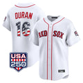 Boston Red Sox #16 Jarren Duran Player White HeidiMiller USA 250 Fourth of July Limited Home Game Stitched Jerseys