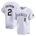 Colorado Rockies #2 Tyler Freeman Player White HeidiMiller Limited Home Stitched Jerseys