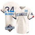Los Angeles Dodgers #34 Fernando Valenzuela Player Cream HeidiMiller World Series City Connect Limited Home Stitched Jerseys