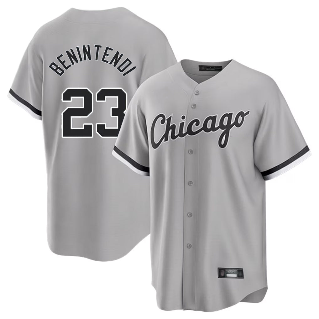Chicago White Sox #23 Andrew Benintendi Player Gray HeidiMiller Home Game Stitched Jerseys